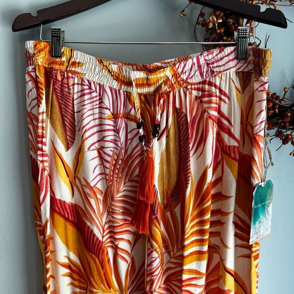 True Destination Womens Wide Leg Resort Pants XTRA-LARGE Orange Palm - Picture 2 of 8